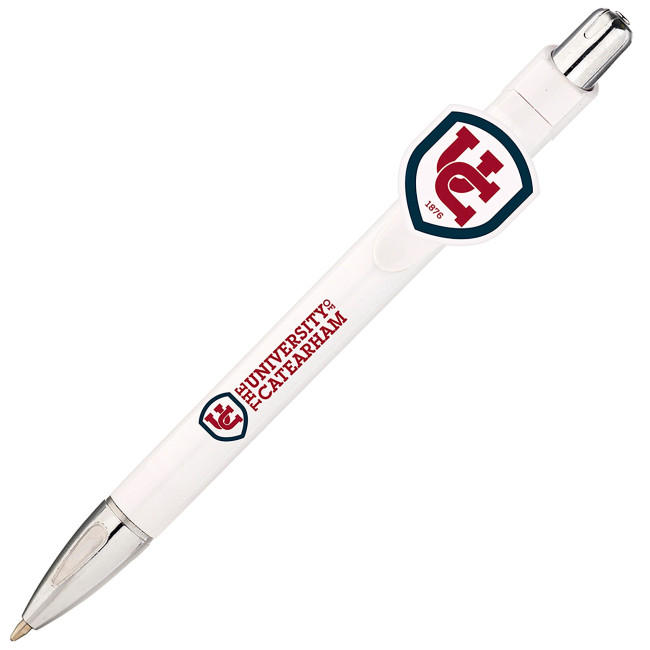 Custom Printed Custom Clip Ball Pen (White)