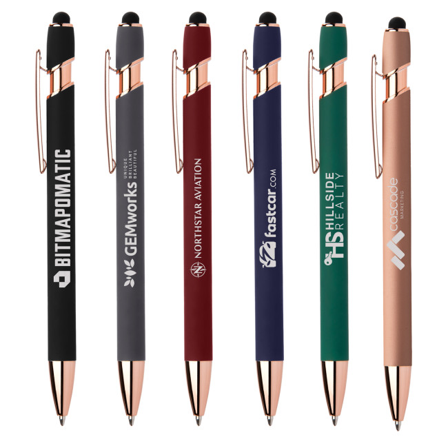 Custom Printed Ellipse Softy Rose Gold Gel Stylus Pen