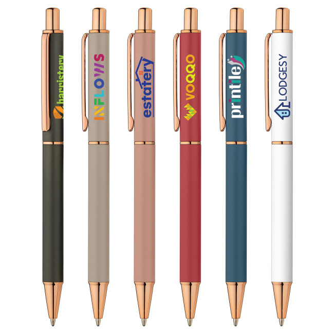 Custom Printed Duet Softy Rose Gold Pen