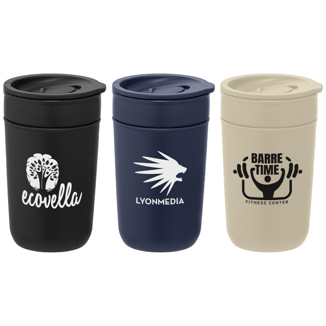 Custom Printed Danube Ceramic Tumbler with Recycled Plastic Exterior & Lid 350ml