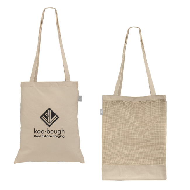 Custom Printed Harvest Recycled Cotton & Mesh Tote Bag 110g