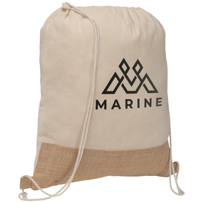 Custom Printed Rio™ 140gsm Recycled Cotton and Jute Drawstring Bag