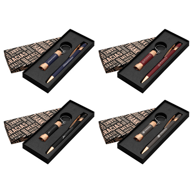 Custom Printed Prince Softy Rose Gold Pen & Torch Gift Set Thank you Box