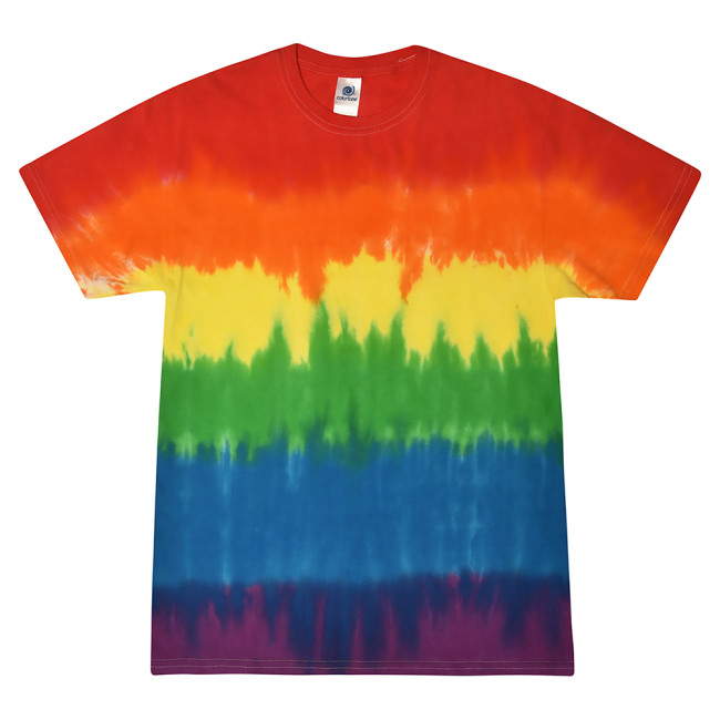 Custom Printed Rainbow Tie-Dye Pre-shrunk 100% Heavyweight Cotton T-Shirt - Image 1