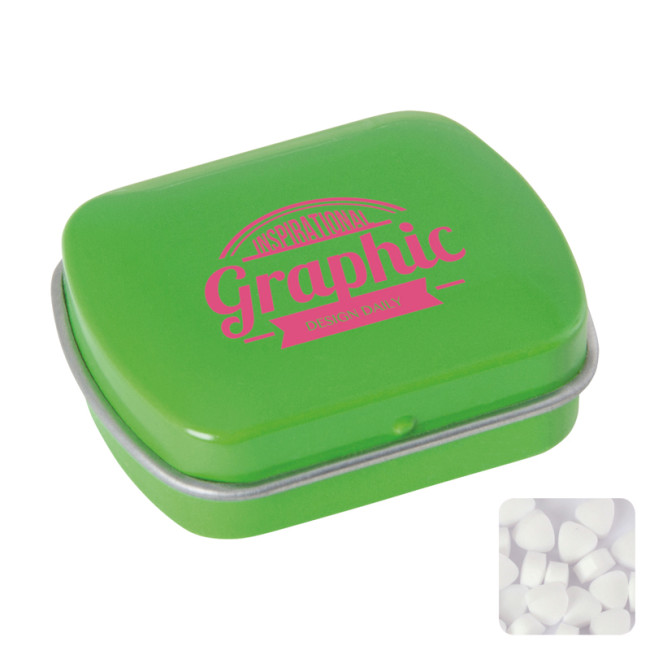 Custom Printed Small Flat Hinged Tin With Sugar Free Mints - Image 7