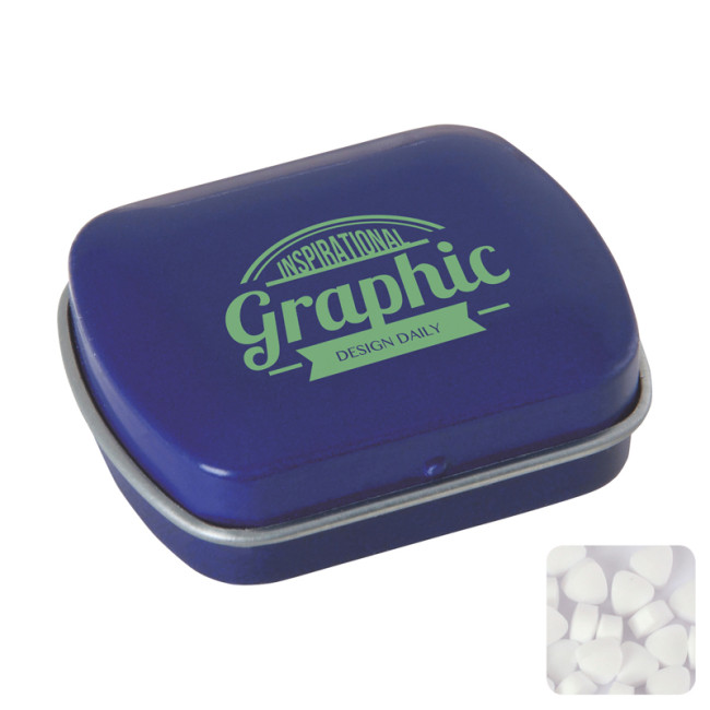 Custom Printed Small Flat Hinged Tin With Sugar Free Mints - Image 3