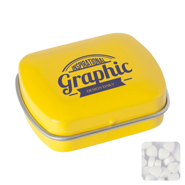 Custom Printed Small Flat Hinged Tin With Sugar Free Mints - Image 2