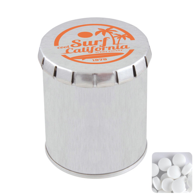 Custom Printed Tall Round Click Tin With Dextrose Mints