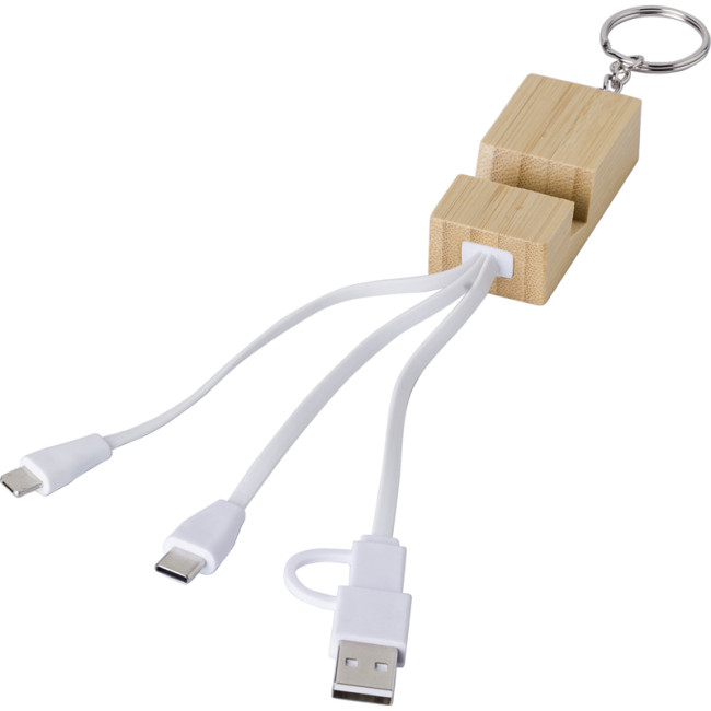 Branded Bamboo Charger And Keychain - Image 1