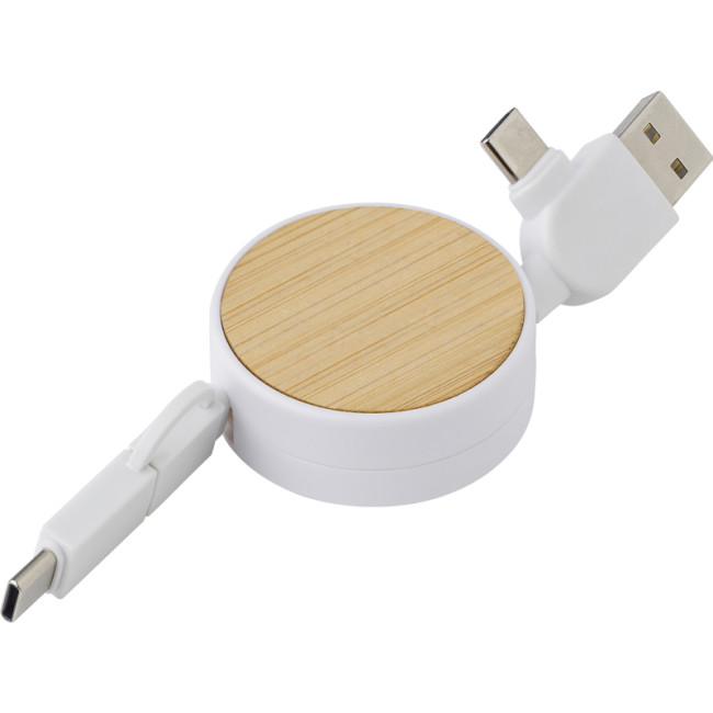 Branded The Ponza Bamboo Extendable Charging Cable - Image 1