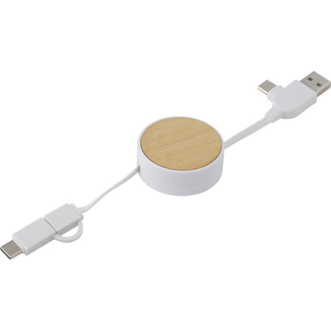 Branded The Ponza Bamboo Extendable Charging Cable - Image 2