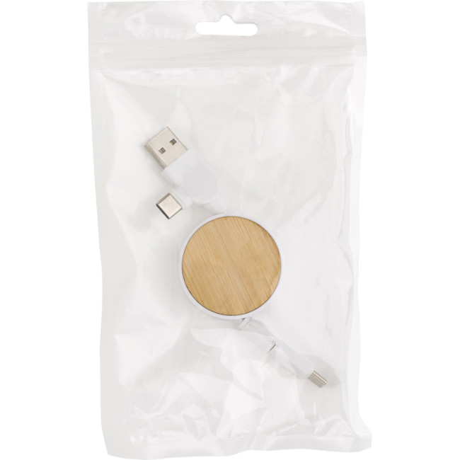 Branded The Ponza Bamboo Extendable Charging Cable - Image 3