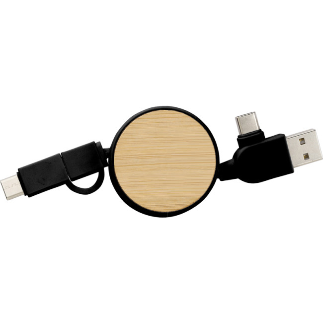 Branded The Ponza Bamboo Extendable Charging Cable - Image 4