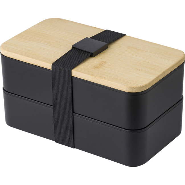 Branded Double Lunch Box With Bamboo Lid - Image 2