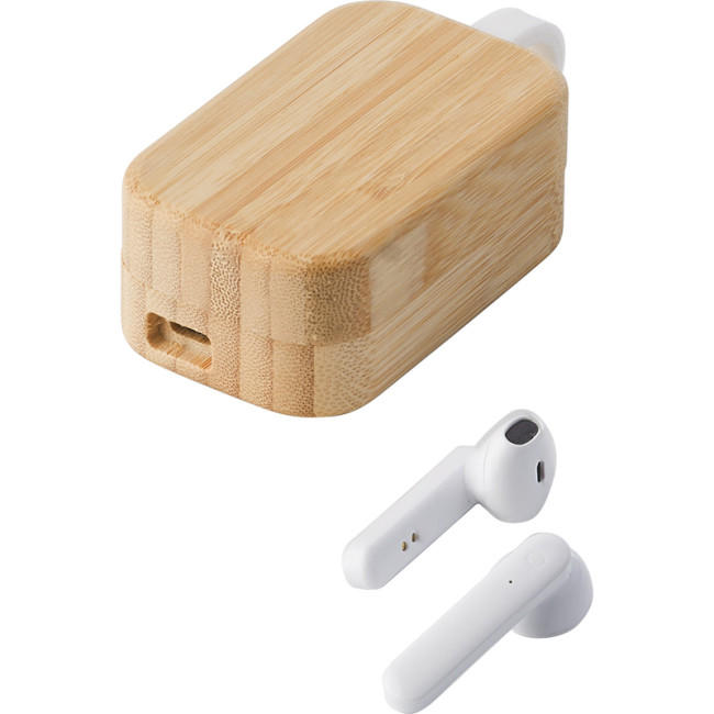 Branded Earphones In Bamboo Case - Image 2