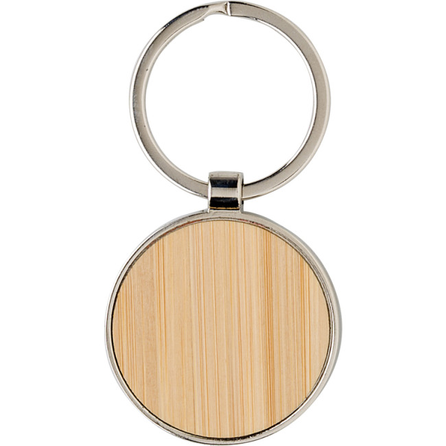 Branded Bamboo And Metal Key Chain - Image 3