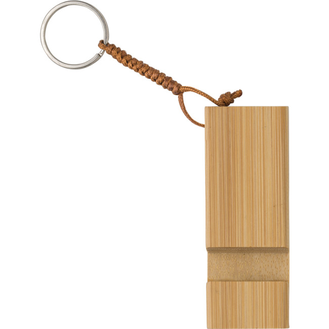 Branded Bamboo Key Chain Phone Stand - Image 4