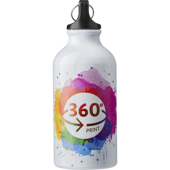 Custom Printed Marney Aluminium Single Walled Bottle With Carabiner 400ml - Image 2