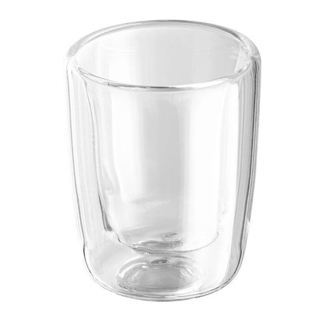 Custom Printed Thermo Glass Espresso Mug Clear 2 x  55ml - Image 1