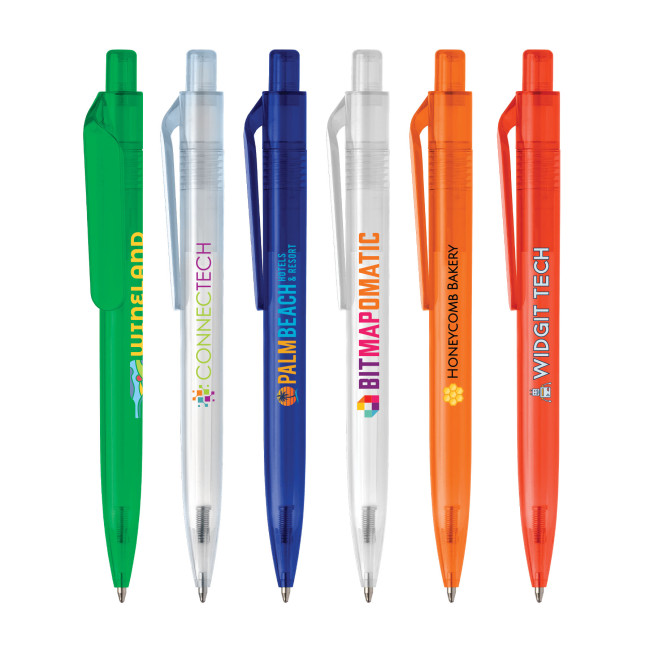 Custom Printed Aqua Click Eco Recycled PET Plastic Pen