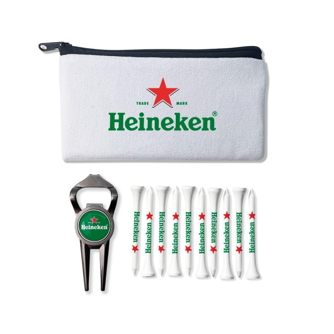 Custom Printed Geo Bottle Opener Cotton Canvas Zipped Golf Bag Set