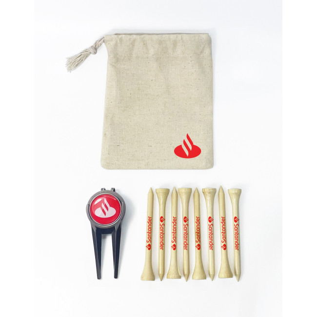 Custom Printed Capmate Mini Organic Cotton Drawstring Golf Bag Set