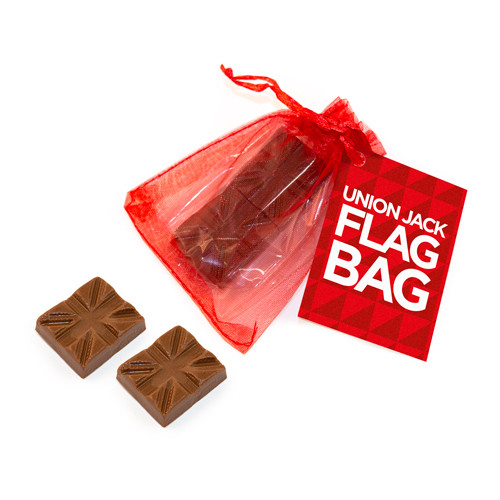 Branded Milk Chocolate Union Jack Flags Organza Bag