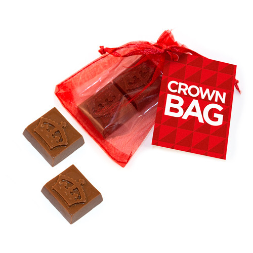 Branded Milk Chocolate Crowns Organza Bag