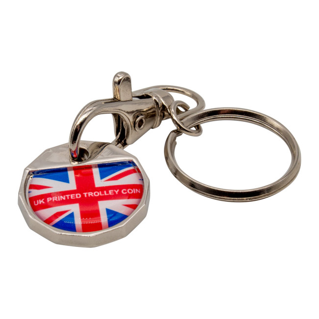 Custom Printed Trolley Coin Keyring (UK Stock) - Image 1