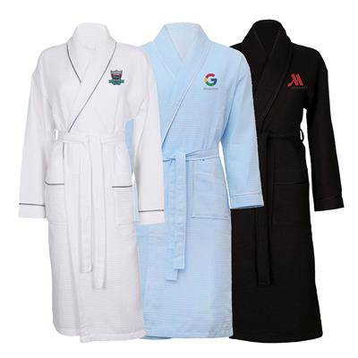 Branded Aztex Polycotton Shawl Collar Waffle Bathrobe Dressing Gown