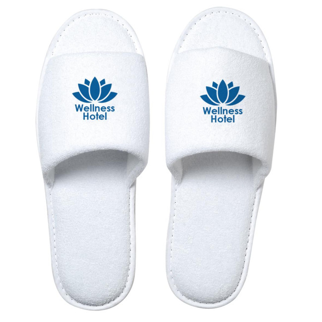 Custom Printed White Soft Slippers - Image 1