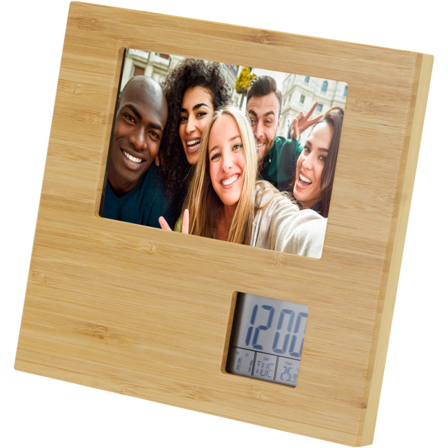 Branded Sasa Bamboo Photo Frame With Thermometer