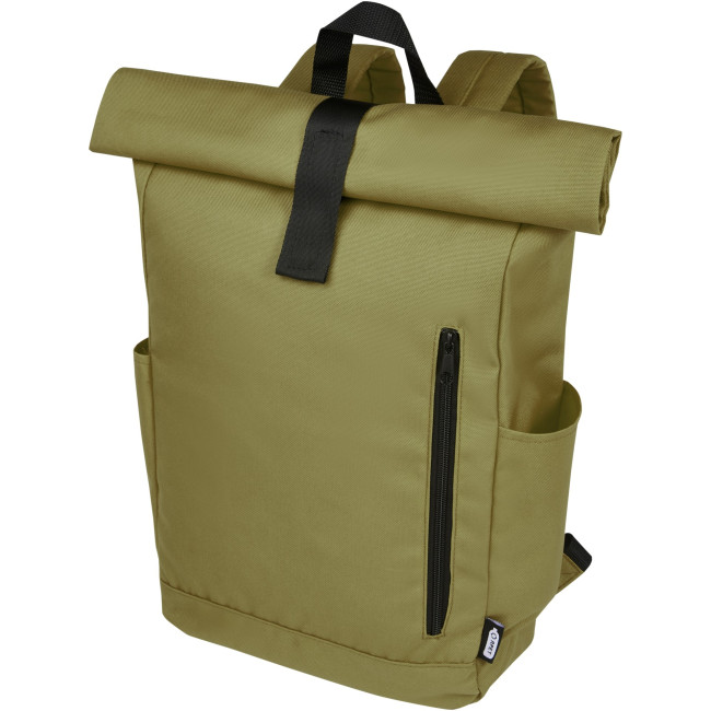 Custom Printed Byron 15.6" GRS RPET Roll-Top Backpack 18L - Image 3