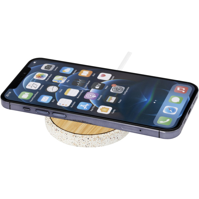 Branded Terrazzo 10W Wireless Bamboo Charging Pad