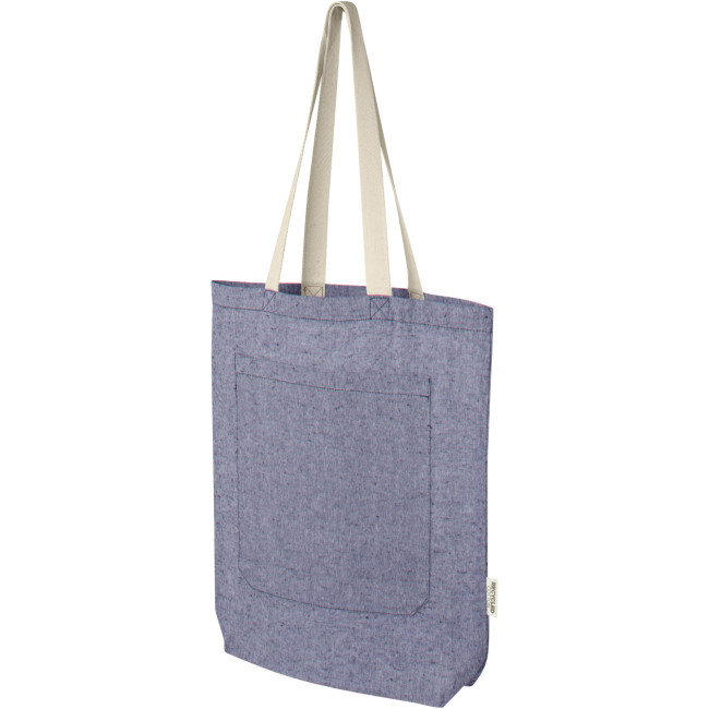 Custom Printed Pheebs 150 g/m² Recycled Cotton Tote Bag With Front Pocket 9L - Image 4