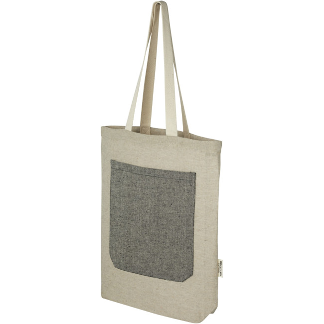 Custom Printed Pheebs 150 g/m² Recycled Cotton Tote Bag With Front Pocket 9L - Image 1