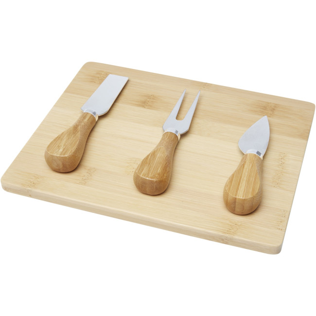 Branded Ement Bamboo Cheese Board And Tools