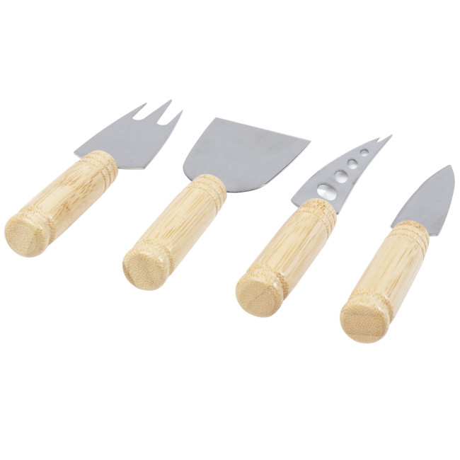 Branded Cheds 4-Piece Bamboo Cheese Set