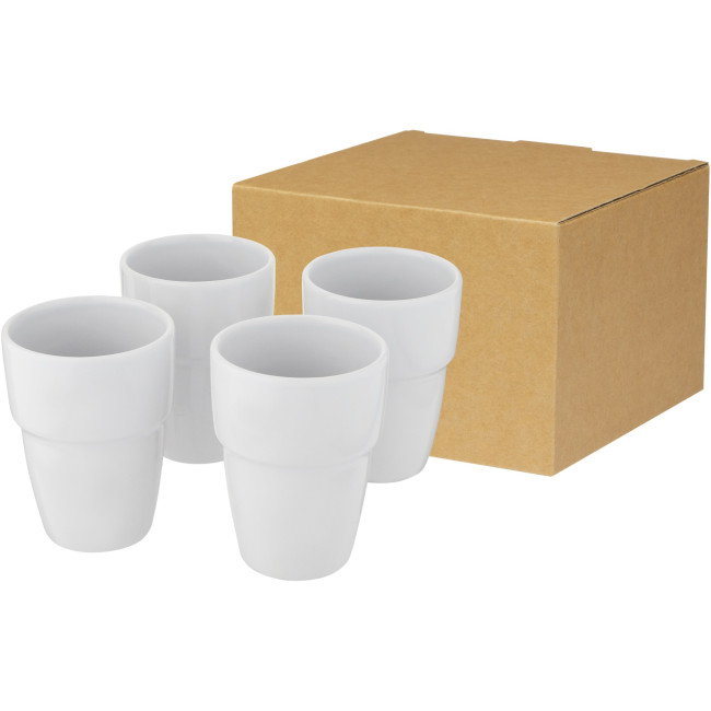 Custom Printed Staki 4-Piece Stackable Mug Gift Set 280ml - Image 2