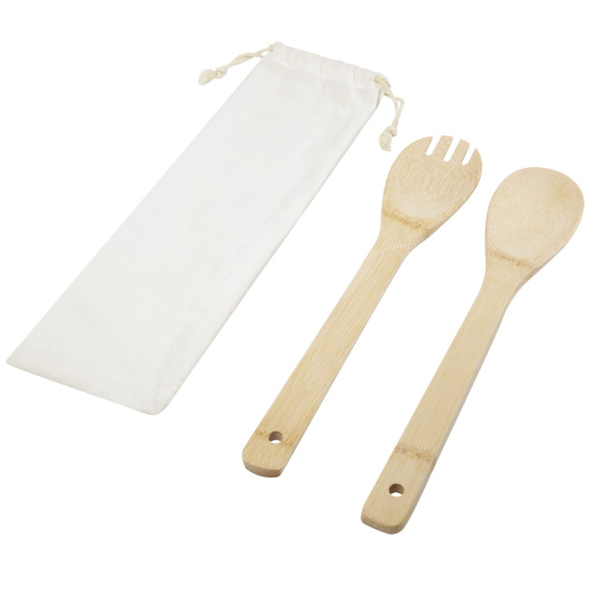 Branded Endiv Bamboo Salad Spoon And Fork