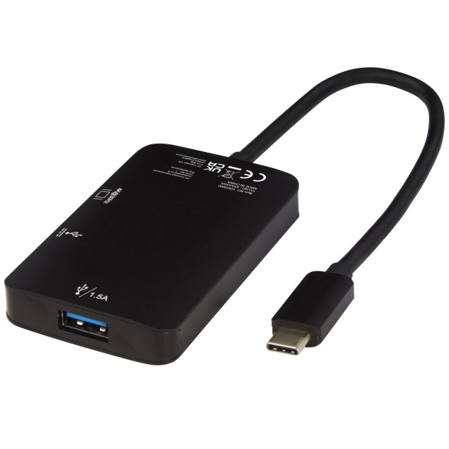 Custom Printed Adapt Aluminum Type-C  Multimedia Adapter (USB-A/Type-C/Hdmi)