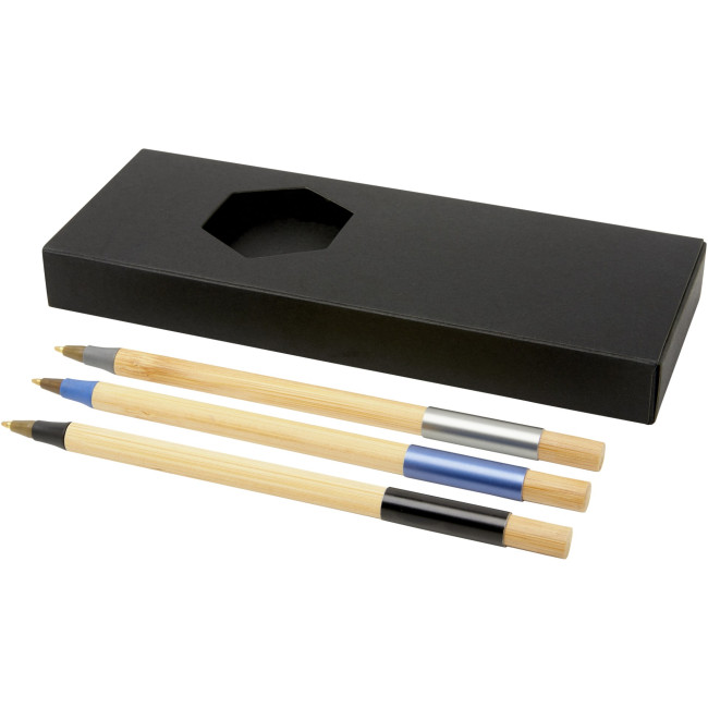 Branded Kerf 3-Piece Bamboo Pen Set