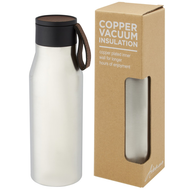 Custom Printed Ljungan Copper Vacuum Insulated Stainless Steel Bottle With Pu Leather Strap And Lid 500ml - Image 2