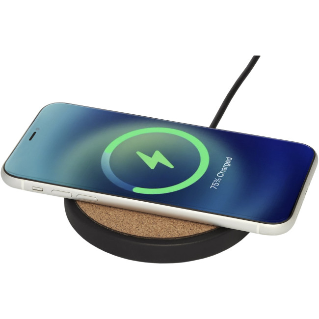 Custom Printed Kivi 10W Limestone/Cork Wireless Charging Pad