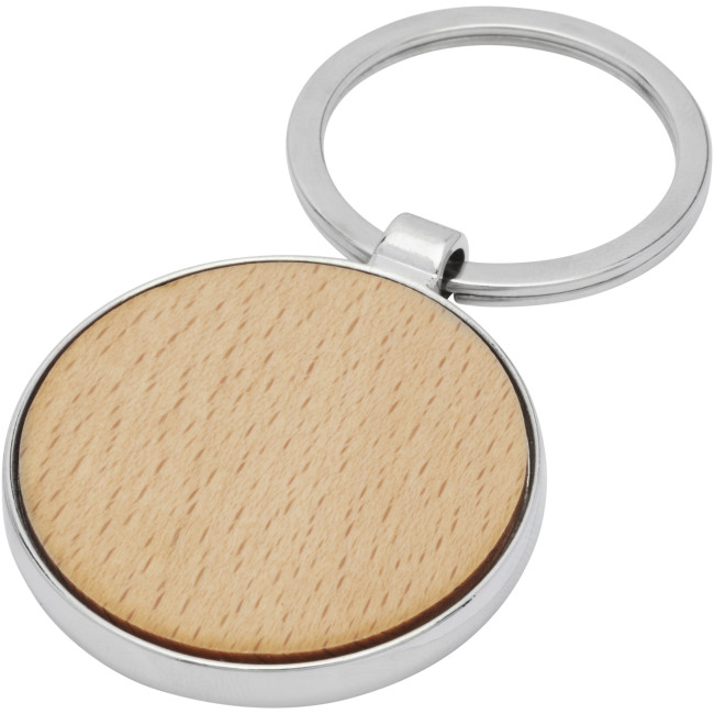 Custom Printed Moreno Beech Wood Round Keychain