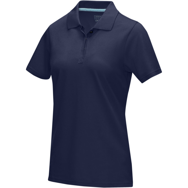 Custom Printed Graphite Short Sleeve Women’s GOTS Organic Polo - Image 3