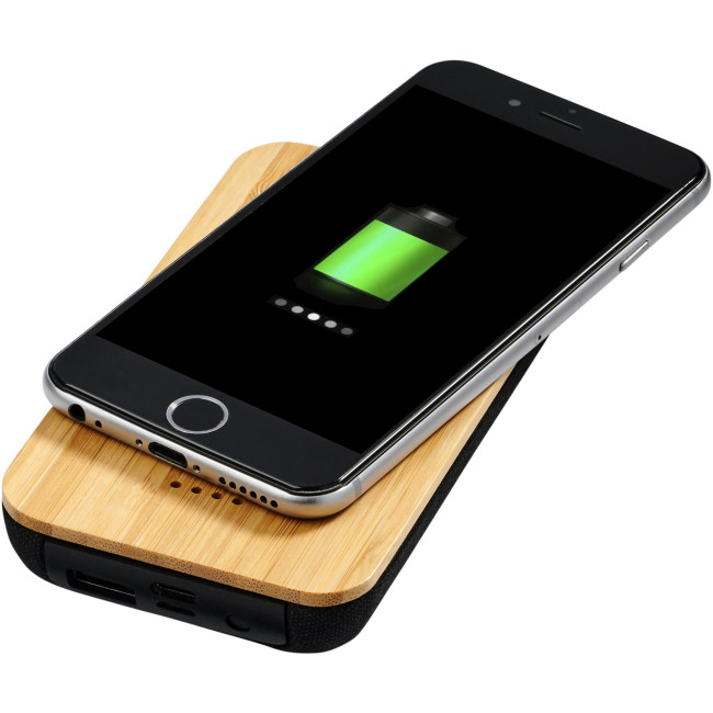 Branded Future Bamboo/Fabric Wireless Power Bank 6000mAh