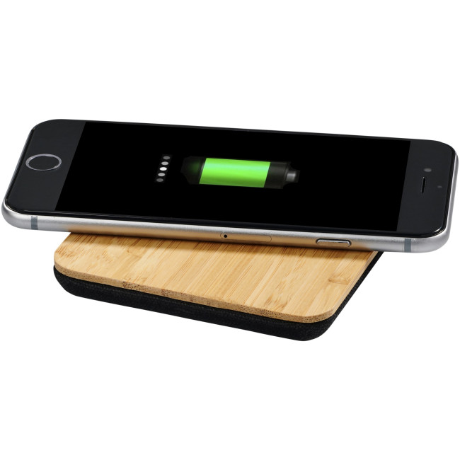 Branded Leaf Bamboo And Fabric Wireless Charging Pad 5W