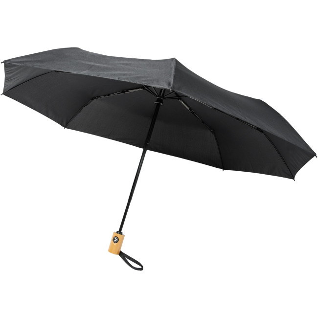 Custom Printed Bo 21" Foldable Auto Open/Close Recycled Pet Umbrella - Image 8