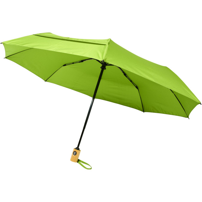 Custom Printed Bo 21" Foldable Auto Open/Close Recycled Pet Umbrella - Image 4